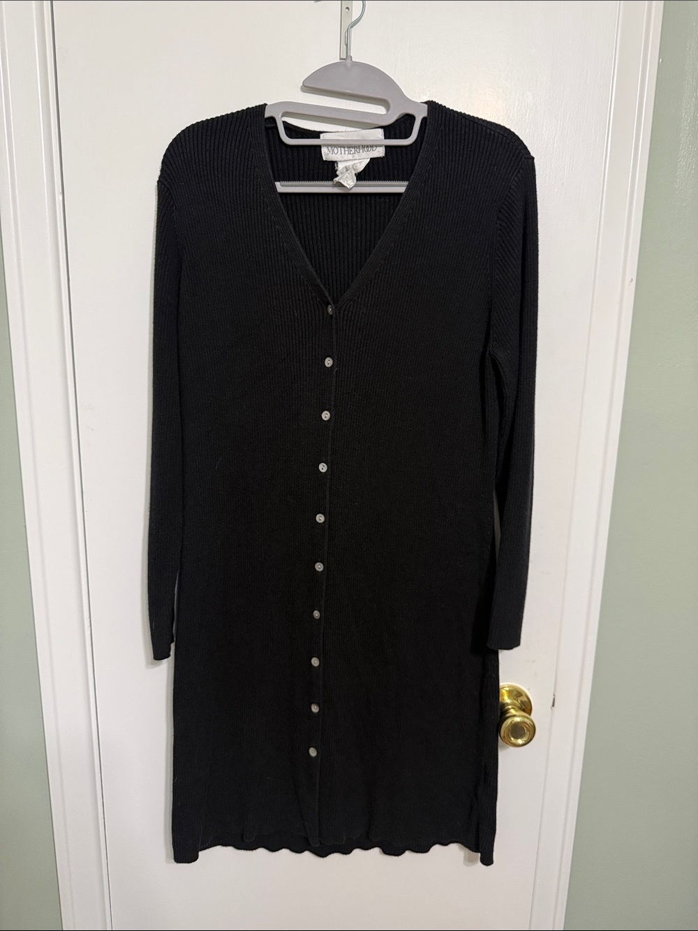 Motherhood Maternity Black Long-Sleeve Button-Front Midi Dress